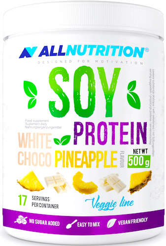 Allnutrition SOY PROTEIN White Chocolate Pinapple 500g białko roślinne waniliowe+biała czekolada veggie line
