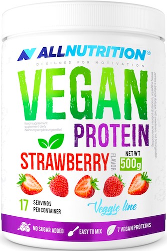 Allnutrition VEGAN PROTEIN Strawberry 500g białko roślinne truskawkowe veggie line