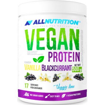 Allnutrition VEGAN PROTEIN Vanilla Blackcurrant 500g białko roślinne wanilia+czarna porzeczka veggie line