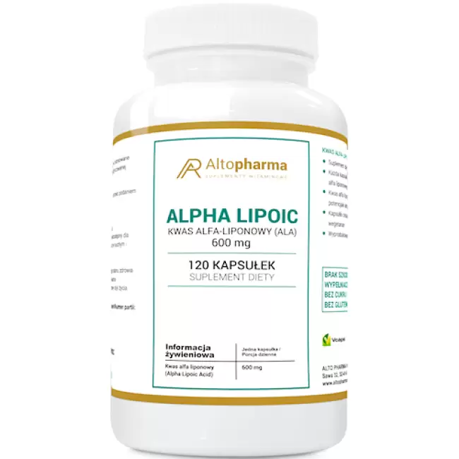 Alto Pharma ALPHA LIPOIC Kwas Alfa-Liponowy ALA 600mg Mega Dawka 120kaps vege