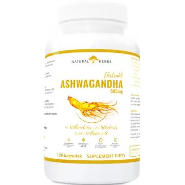 Alto Pharma Ashwagandha Żeń-Szeń indyjski 500mg 120kaps vege 9% Witanolidów Prebiotyk