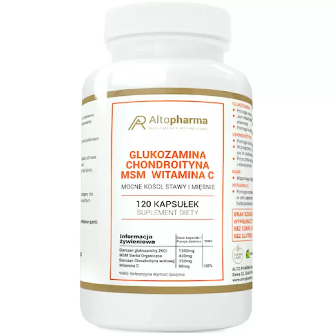 Alto Pharma Glukozamina Chondroityna MSM Witamina C 120kaps Kości Stawy Mięśnie