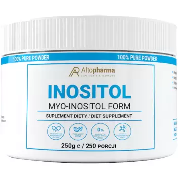 Alto Pharma Inositol 100% pure powder 250g vege proszek Witamina B8 1000mg - suplement diety Układ nerwowy