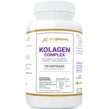 Alto Pharma Kolagen Complex - Kolagen morski rybi, Glukozamina, Witamina C, Kwas hialuronowy 120kaps Skóra, Stawy, Kości