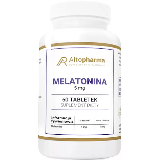 Alto Pharma MELATONINA 5mg Dobry Zdrowy Sen 60tab vege Jet Lag