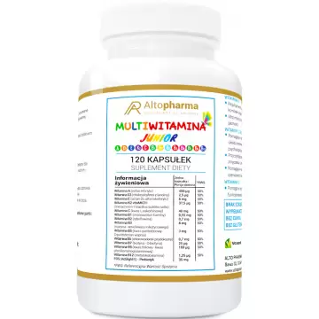 Alto Pharma Multiwitamina Junior 120kaps Witaminy dla Dzieci A D3 E K2 C B1 B2 B3 B5 B6 B7 B9 B12 FOS
