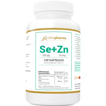 Alto Pharma Selen 200µg Cynk 15mg Prebiotyk FOS 120kaps vege