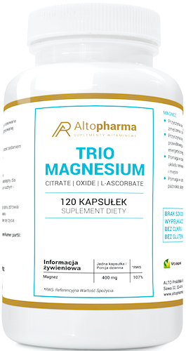 Alto Pharma Trio Magnesium 400mg 120kaps vege Magnez trzy formy Skurcze Stres