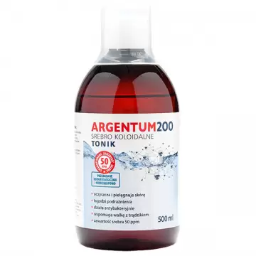 Aura Herbals Argentum 200 PL srebro koloidalne 50ppm tonik 500ml płyn Trądzik Skóra Podrażnienia