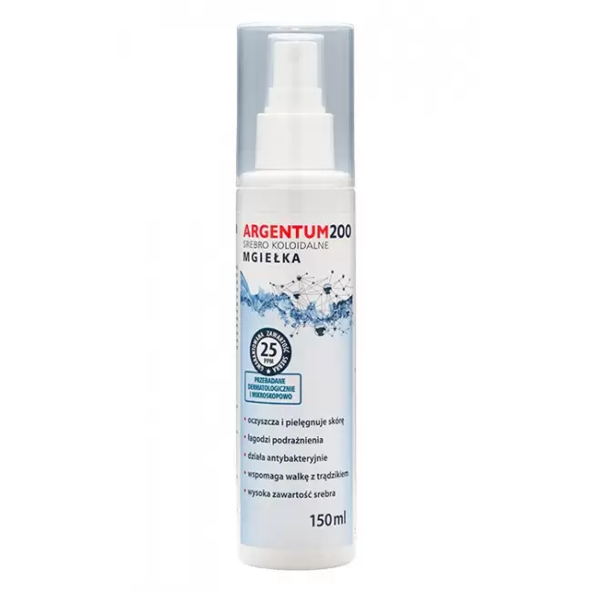Aura Herbals Argentum 200 srebro koloidalne Tonik PL 25ppm 150ml Mgiełka Aerozol Trądzik Skóra Podrażnienia