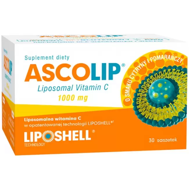 ASCOLIP Liposomalna Witamina C 150g 30 saszetek - suplement diety KRÓTKA DATA 28.02.2025