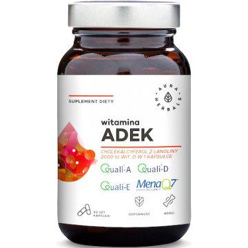 Aura Herbals ADEK 90kaps A 800mcg   D3 2000IU   E 12mg   K2 Mk7 75mcg - suplement diety WYPRZEDAŻ