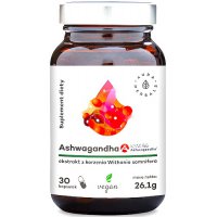 Aura Herbals Ashwagandha KSM-66 Korzeń 500mg 30kaps vege (Żeń-Szeń Indyjski) - suplement diety WYPRZEDAŻ