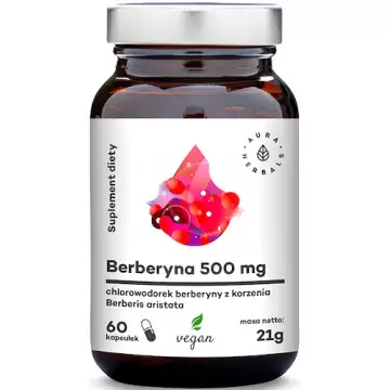 Aura Herbals Berberyna HCL 490mg 60kaps vege - suplement diety Berberys Ekstrakt Wątroba Układ Trawienny Cukrzyca