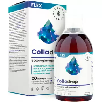 Aura Herbals Colladrop Flex kolagen morski typ I, III 5000mg 500ml - suplement diety Stawy, Mięśnie, Kości