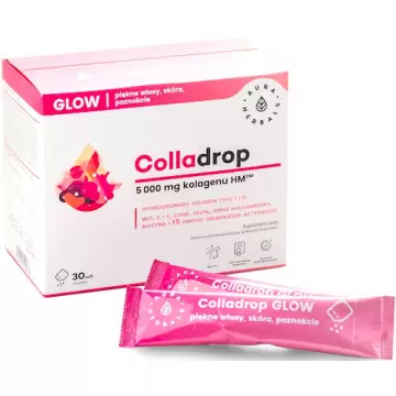 Aura Herbals Colladrop Glow kolagen morski typ I III 5000mg 30szt saszetki - suplement diety Włosy Skóra Paznokcie