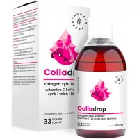 Aura Herbals Colladrop Kolagen Rybi w płynie witamina C, E 500ml - suplement diety Cynk, Selen, Biotyna