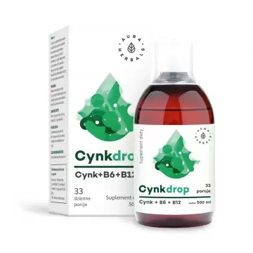 Aura Herbals Cynkdrop Cynk B6 B12 500ml vege płyn - suplement diety Odporność Skóra