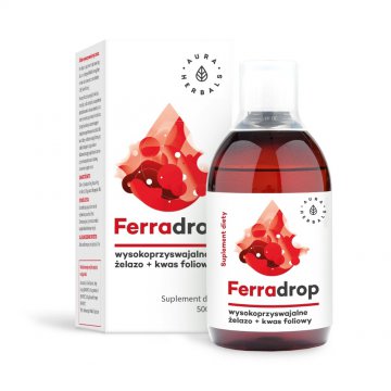 Aura Herbals Ferradrop wysokoprzyswajalne żelazo + kwas foliowy 500ml - suplement diety