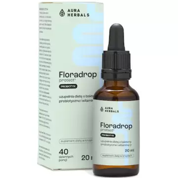 Aura Herbals Floradrop protect Lactobacillus Rhamnosus+D3 20ml krople - suplement diety Probiotyk Jelita Odporność