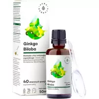 Aura Herbals Ginkgo Biloba ekstrakt Miłorząb japoński 50:1 45mg krople 50ml vege Pamięć - suplement diety