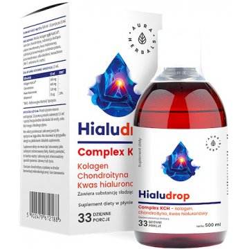 Aura Herbals Hialudrop Complex KCH Kolagen+Kwas Hialuronowy+Chondroityna+Wit.K2 500ml - suplement diety