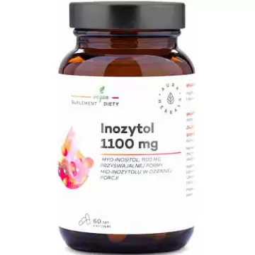 Aura Herbals Inozytol 1100mg Myo-Inositol 60kaps vege - suplement diety B8 Stres Pamięć Płodność PCOS