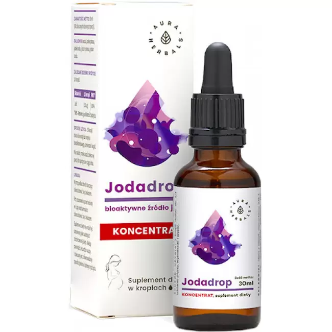 Aura Herbals Jodadrop Koncentrat bioaktywny jod 30ml krople - suplement diety Jodek Potasu Tarczyca