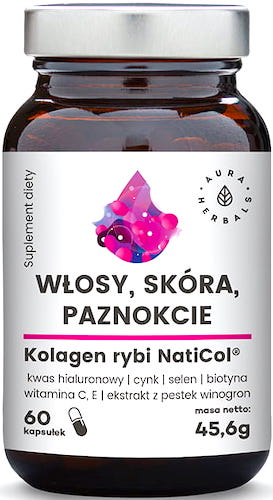 Aura Herbals Kolagen Rybi NatiCol 60kaps Włosy Skóra Paznokcie - suplement diety