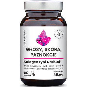 Aura Herbals Kolagen Rybi NatiCol 60kaps Włosy Skóra Paznokcie - suplement diety