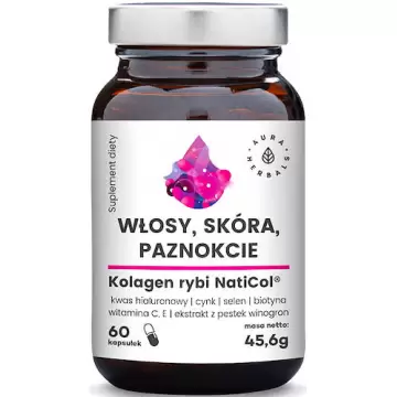 Aura Herbals Kolagen Rybi NatiCol 60kaps Włosy Skóra Paznokcie - suplement diety