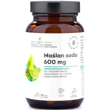 Aura Herbals Maślan sodu mikrokapsułkowany 600mg 90kaps vege - suplement diety Kwas masłowy Jelita IBS