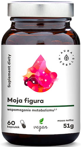 Aura Herbals Moja Figura wspomaganie metabolizmu 60kaps vege (Herbata+Morwa+Bez+Ostrokrzew) - suplement diety