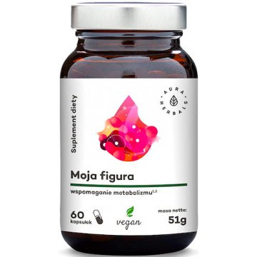 Aura Herbals Moja Figura wspomaganie metabolizmu 60kaps vege (Herbata+Morwa+Bez+Ostrokrzew) - suplement diety