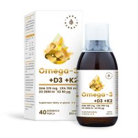 Aura Herbals Omega-3 (370 DHA) + D3 (2000IU) + K2MK7 w płynie 200ml - suplement diety