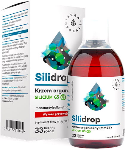 Aura Herbals Silidrop Krzem organiczny MMST Silicum G5 w płynie 500ml - suplement diety
