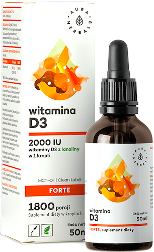Aura Herbals Witamina D3 forte 2000IU MCT-Oil 50ml - suplement diety