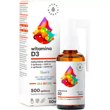 Aura Herbals Witamina D3 Naturalna dla Dzieci i Niemowląt MCT 50ml Aerozol - suplement diety D-3 Odporność Kości Zęby