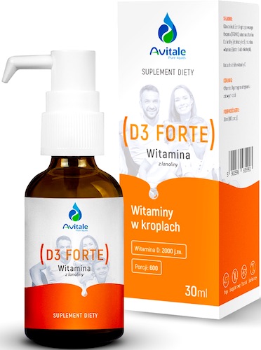 Avitale Witamina D3 Forte z lanoliny 2.000IU Olive krople 30ml - suplement diety