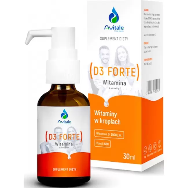 Avitale Witamina D3 Forte z lanoliny 2.000IU Olive krople 30ml - suplement diety