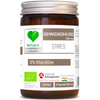 BeOrganic BIO Ashwagandha KSM-66 200mg 50kaps vege Eko - suplement diety Witanolidy, Stres