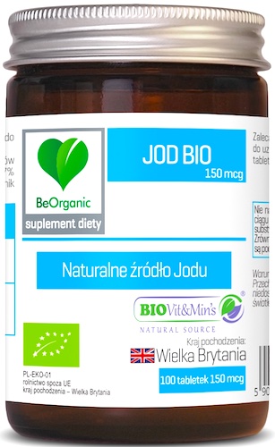 BeOrganic BIO Jod 150mcg 100tab vege - suplement diety Ekologiczne Algi, Tarczyca