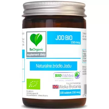 BeOrganic BIO Jod 150mcg 100tab vege - suplement diety Ekologiczne Algi, Tarczyca