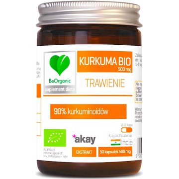 BeOrganic BIO Kurkuma Ekstarkt 90% 500mg 50kaps vege - suplement diety Ekologiczne Kurkuminoidy 90%