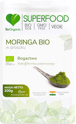 BeOrganic BIO Moringa Eko proszek 200g vege - suplement diety