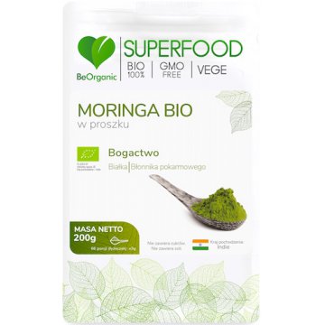 BeOrganic BIO Moringa Eko proszek 200g vege - suplement diety WYPRZEDAŻ KRÓTKA DATA