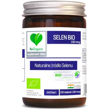 BeOrganic BIO Selen 100mcg 100tab vege Eko - suplement diety Ekologiczny Ekstrakt, Tarczyca