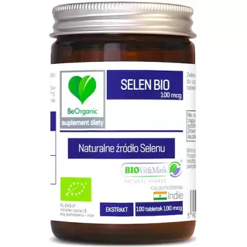 BeOrganic BIO Selen 100mcg 100tab vege Eko - suplement diety Ekologiczny Ekstrakt, Tarczyca WYPRZEDAŻ KRÓTKA DATA