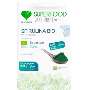 BeOrganic BIO Spirulina Eko proszek 200g vege - suplement diety Witalność
