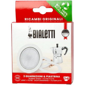 Bialetti 3 uszczelki   sitko 3/4tz do kawiarek aluminiowych